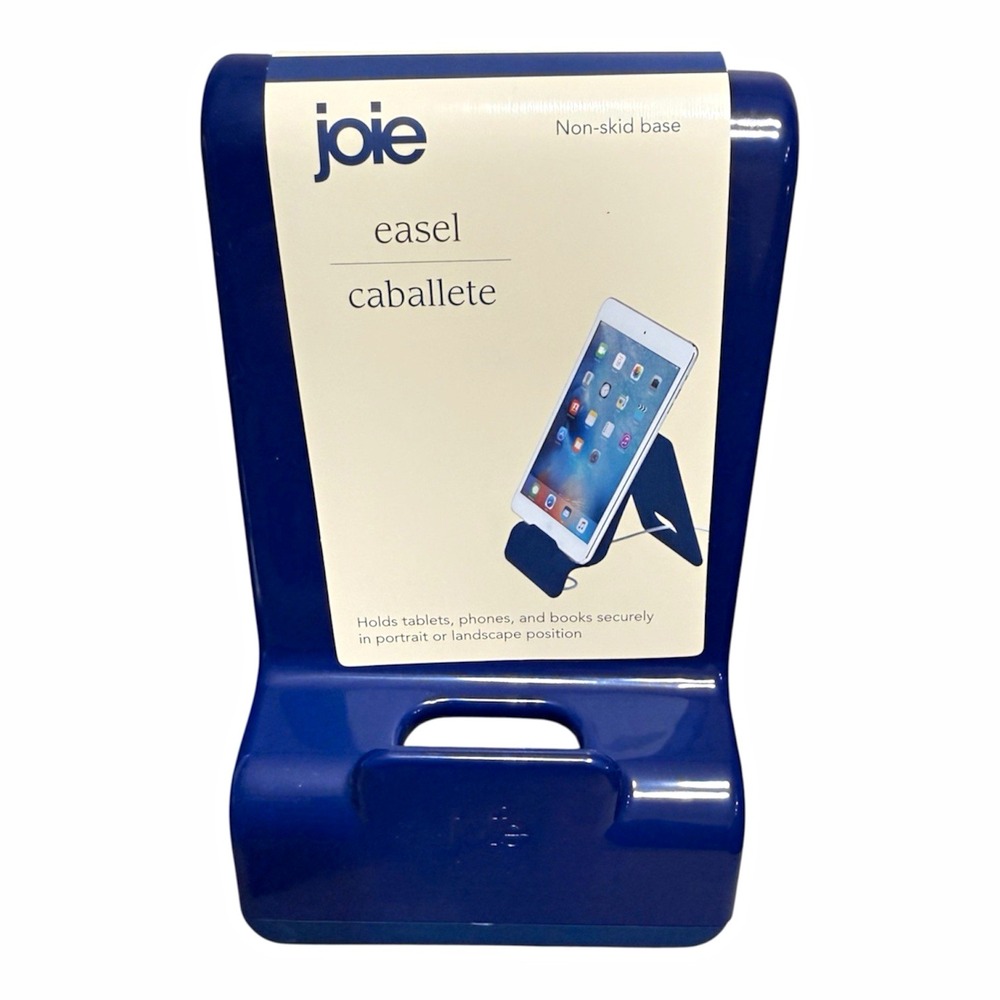 Joie Tablet Phone Book Easel Stand Blue Non-Skid Base Charging Cable Cutout NEW